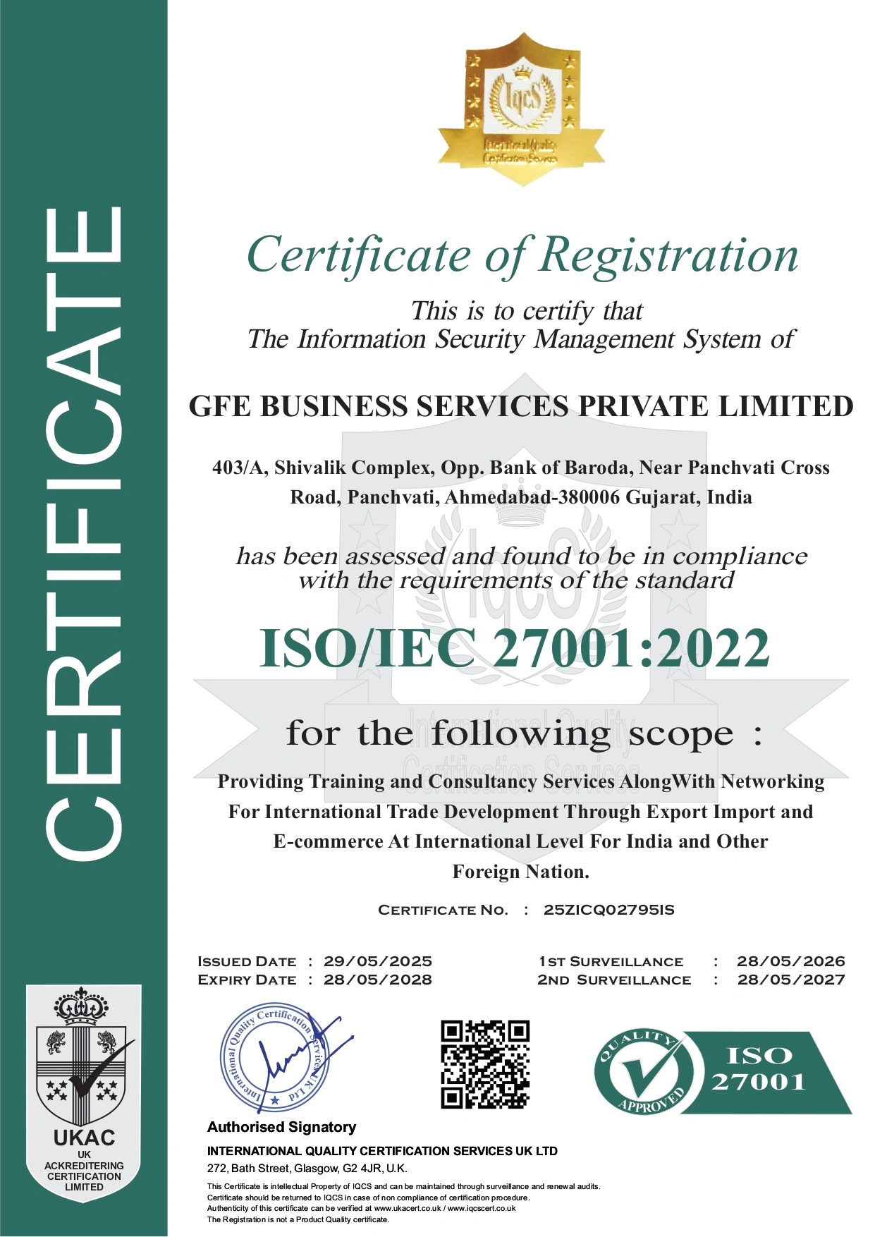ISO Standard Certificate - GFE Business